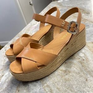 PRADA Espadrilles Sandals Size 40 Brown Tan Leather